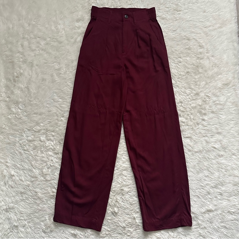 Madewell Pants The Neale Straight-Leg Pant in Drapeweave Cabernet Sz 00 - Picture 4 of 11